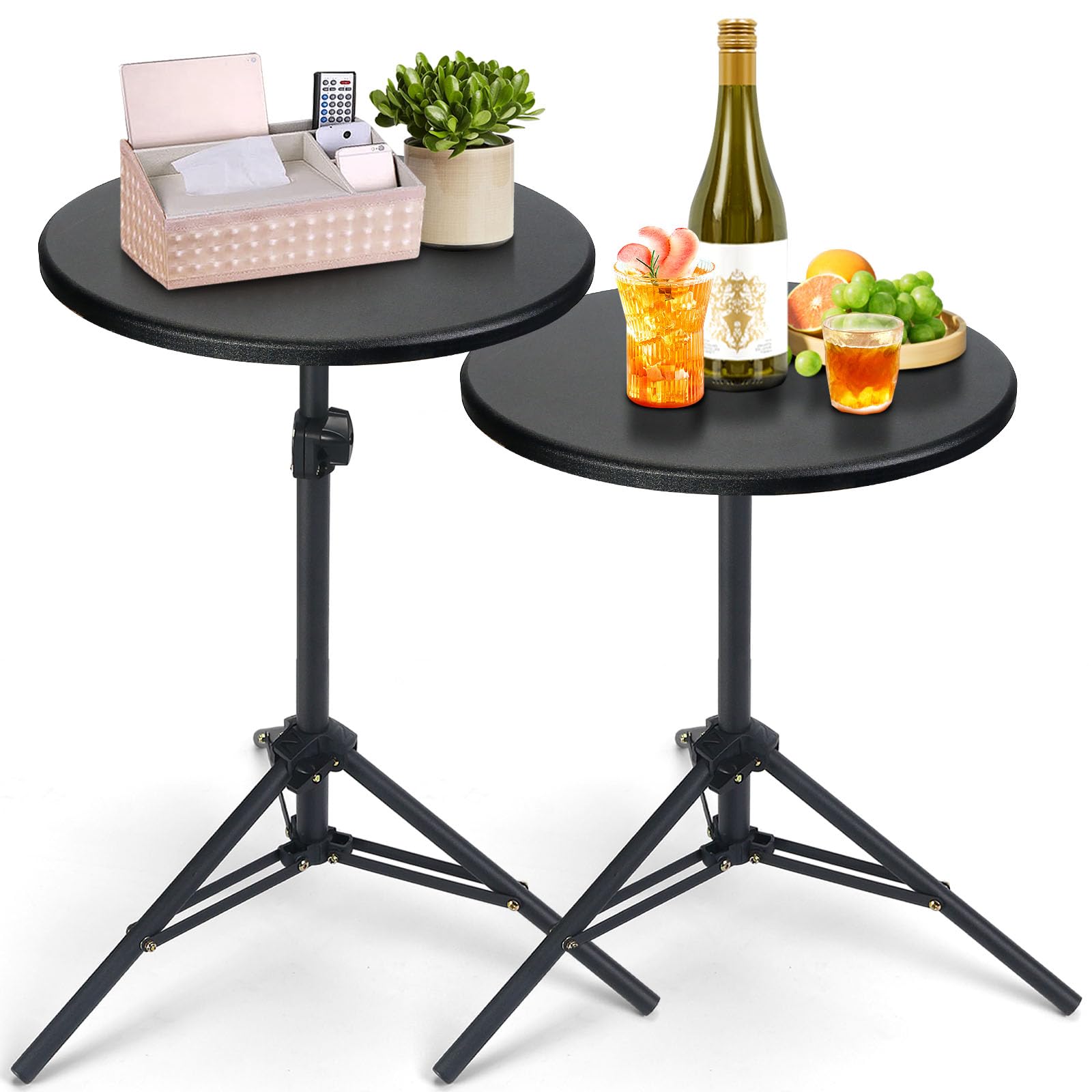 Amazon.com: Small Round Side Table,Round Folding End Table,Adjustable ...