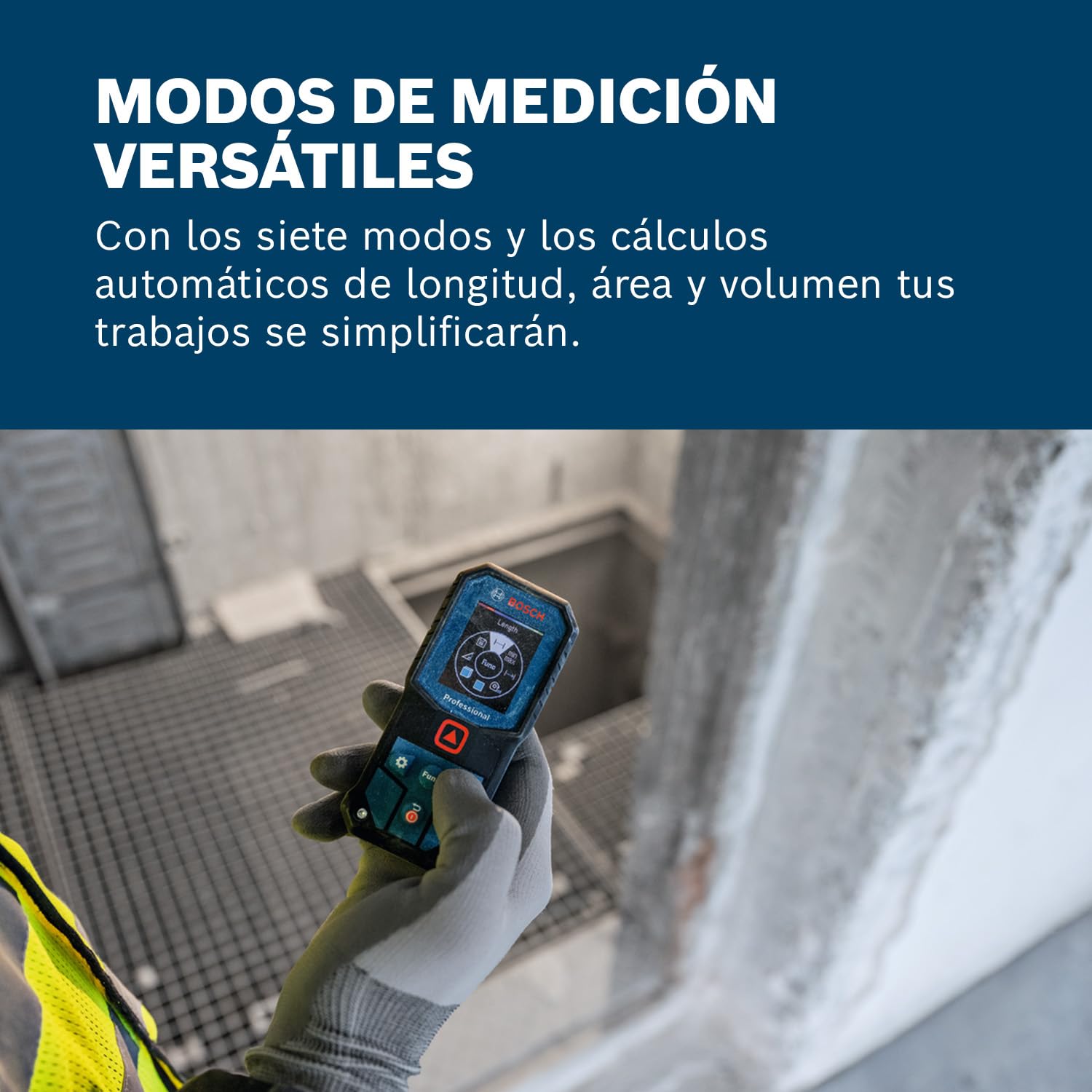 Medidor láser GLM 40-31 de Bosch Professional (IP65, cálculos automáticos de Longitud/área/Volumen, Pantalla a Color con iluminación intensa, Compatible con batería de Iones de Litio)