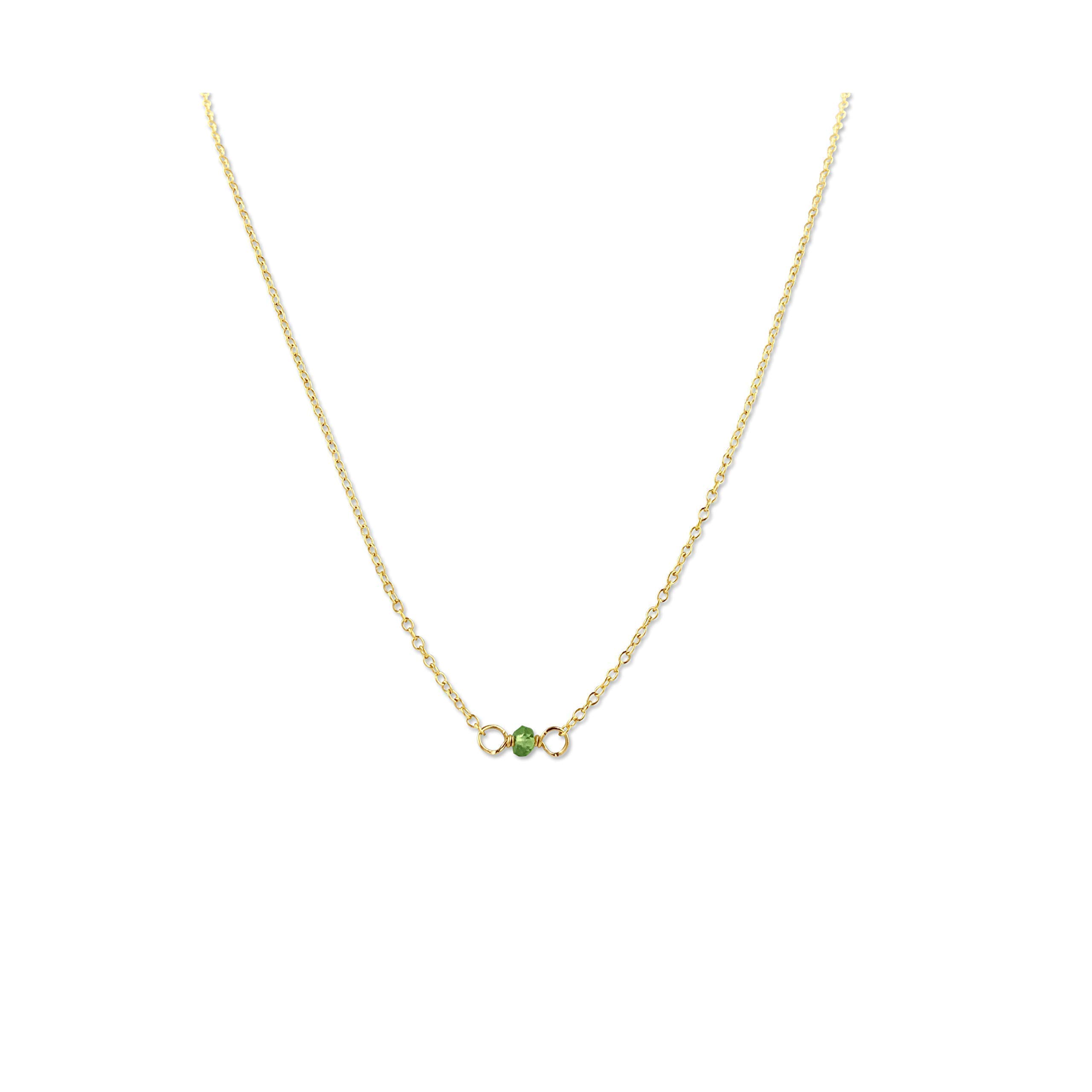 Handmade Gold August Birthstone Choker Necklace 14 Inches Peridot