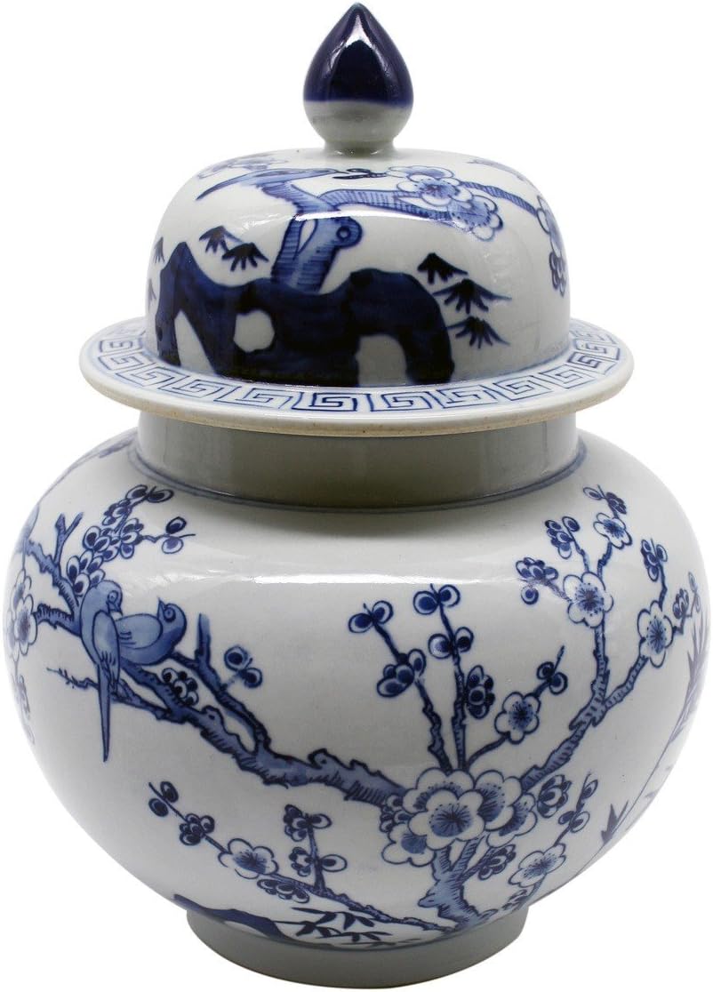 Asian Traditional Chinese Blue & White Flower Bird Home Decor Ginger Jar