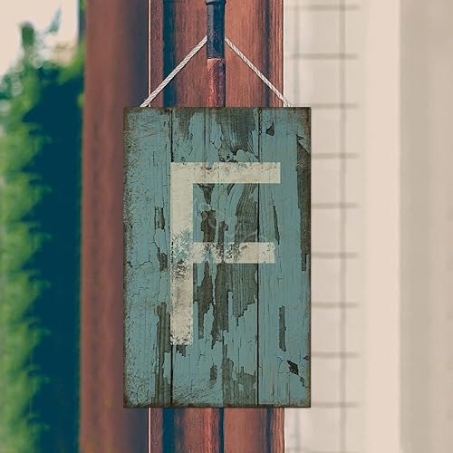 Vista 56 de Letrero colgante de madera con letra A, letrero de madera, decoración del hogar, 26 letras del alfabeto de metal, placa de madera, decoración