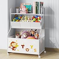 Vista 1 de BBLIKE Organizador de Almacenamiento de Juguetes con Ruedas - Caja de Juguetes Grande de 3 Niveles para Niños, Caja de Juguetes con Almacenamiento