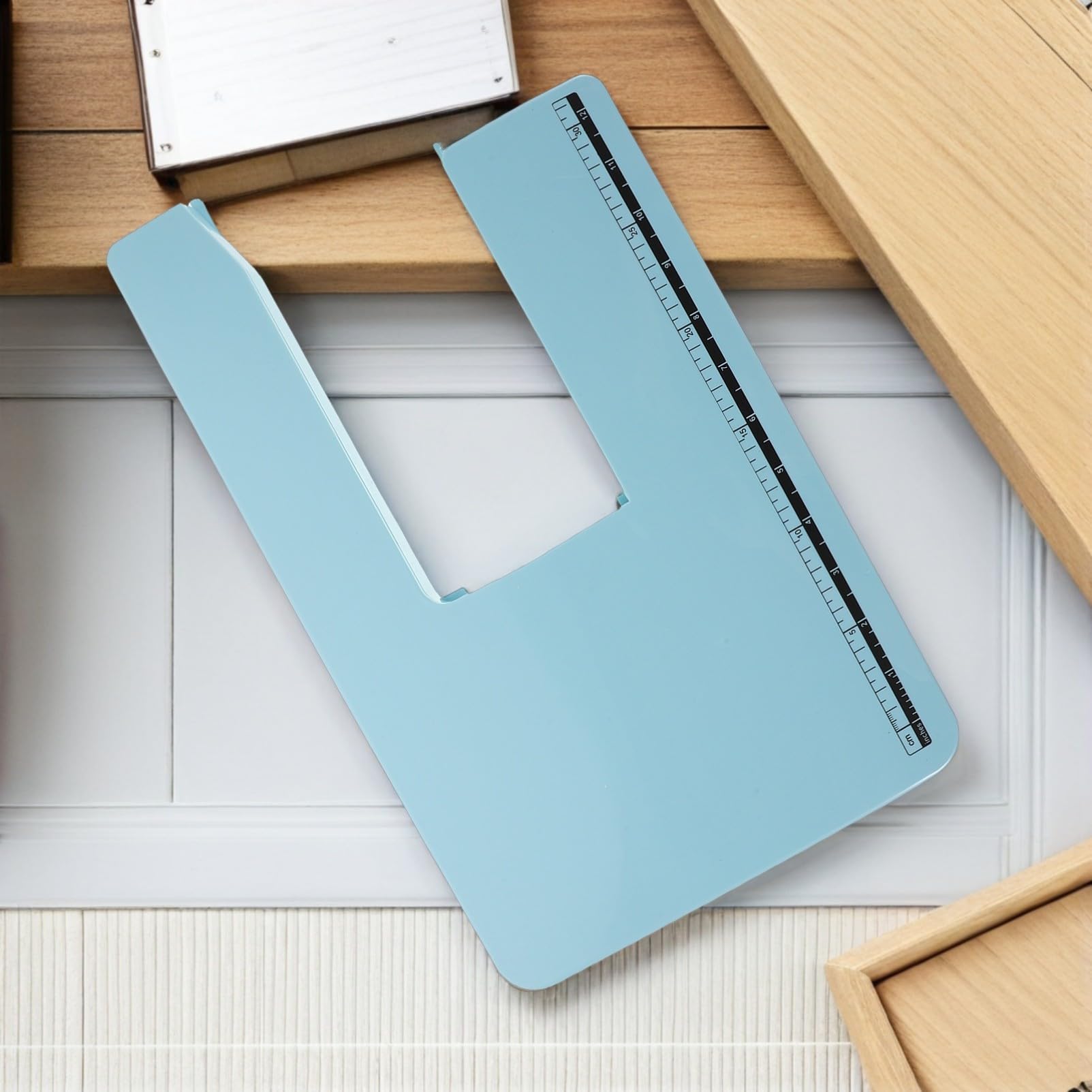 WOONEKY Table Extension pour Machine à Coudre Maison Plastique Bleu Ciel Plateau Polyvalent pour Couture Quilting et Bricolage Accessoire Compatible Plupart des Machines Ménagères