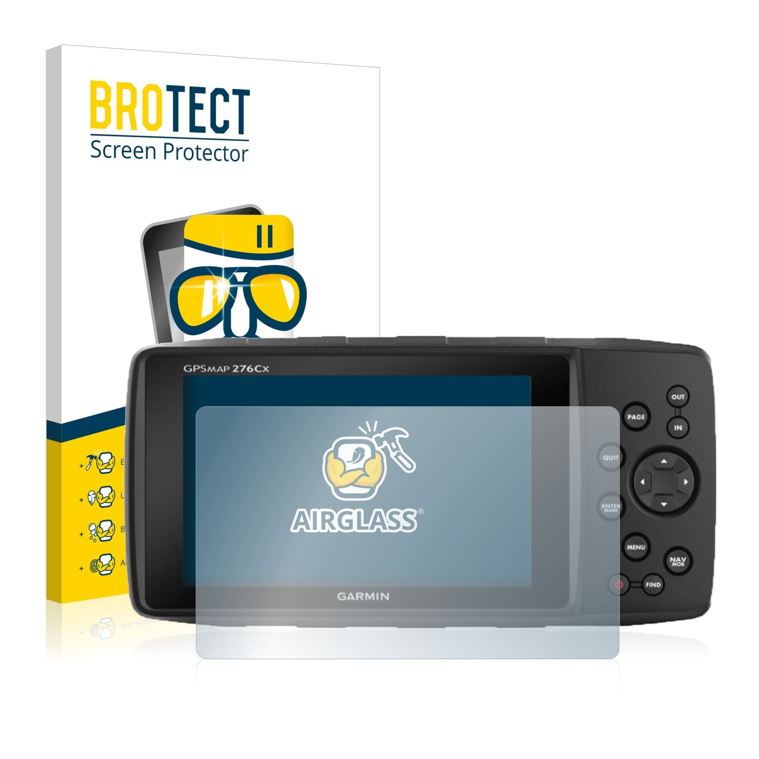 Protection D’écran Verre Hybride BROTECT AirGlass Pour Garmin Striker Plus 9sv – Anti-rayures 9H, Transparent