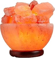 Vista 1 de Spantik Himalayan Salt Lamp Bowl with Natural Crystal Chunks, Dimmer Cord and Classic Wood Base Premium Quality Authentic from Pakistan