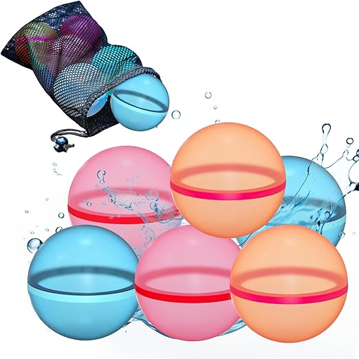 24-Pack Reusable Water Balloons For Kids – Quick-Fill Silicone Balloons With Mesh Bag, Summer Pool & Beach Toy For Ages 3-12