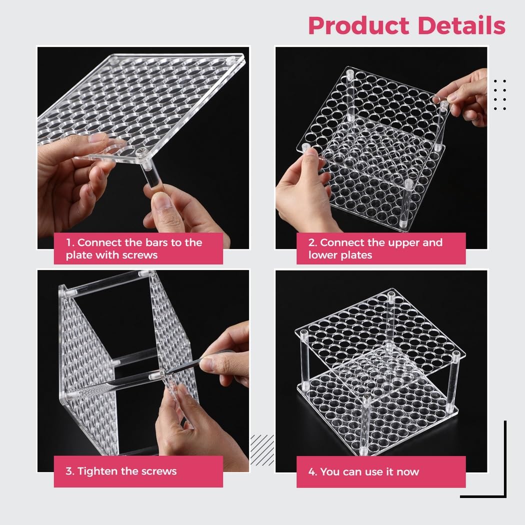 2 Stk Acryl Stiftehalter, Stifthalter für Pinsel mit 96 Fächern, Schreibtisch Organizer Ablage für Bleistifte, Pinsel, Marker, Display und Aufbewahrung zu Hause