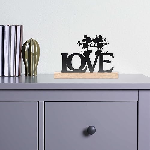 Miniatura 5 de Disney Mickey Mouse y Minnie Kissing Siluetas Decoración de mesa  Decoración de metal Disney Love sobre base de madera