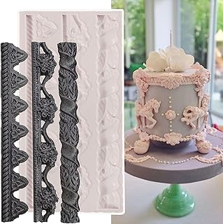 1 Pcs Baroque Cake Border Silicone Mold, Reusable Cake Decoration Fondant Mold for Wedding Cupcake Toppers, Chocolate, Candy, Clay, Plaster, Resin, Home Decor - 7.5 * 3.9"