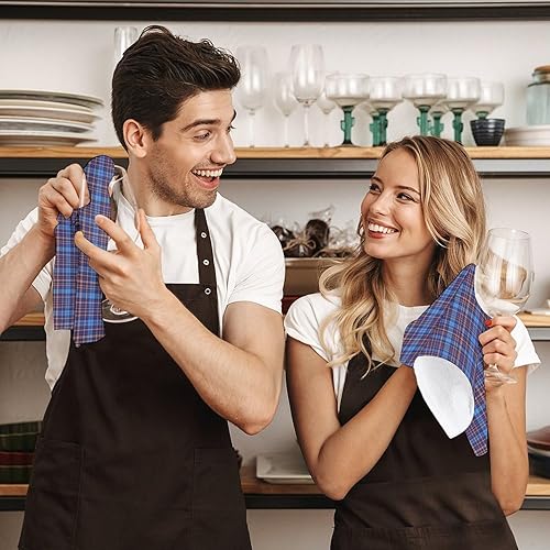 Miniatura 7 de Decorative Hand Towels for Bathroom - Retro Blue Plaid Print Soft Absorbent Small Bath Hand Towels for Kitchen, Farmhouse, Spa, Hotel, Guest Tea and