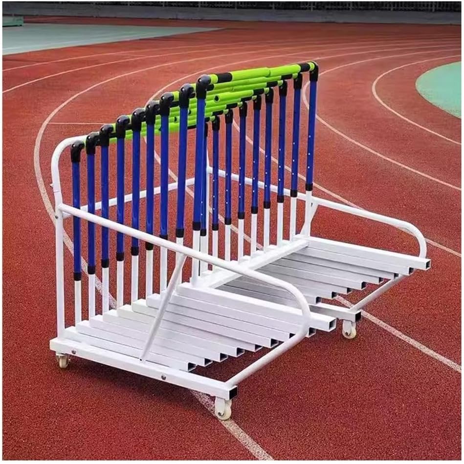 4 Wheeler Hurdle Cart for Gymnasiums/Schools, Track Hurdles Training Equipment Transportation Trolley Removable, Mobile Football Training Hurdle Carrier Carts