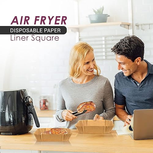 Miniatura 5 de 100 piezas de forros para freidora de aire, papel pergamino antiadherente para freidora de aire, papel de freidora de aire, forros de papel