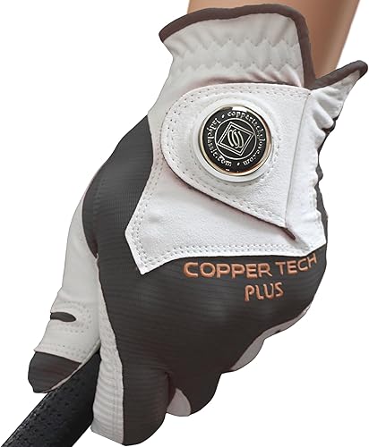 COPPER TECH Guantes de golf para hombre, talla única, para la mayoría de los usados en la mano izquierda para el golfista diestro