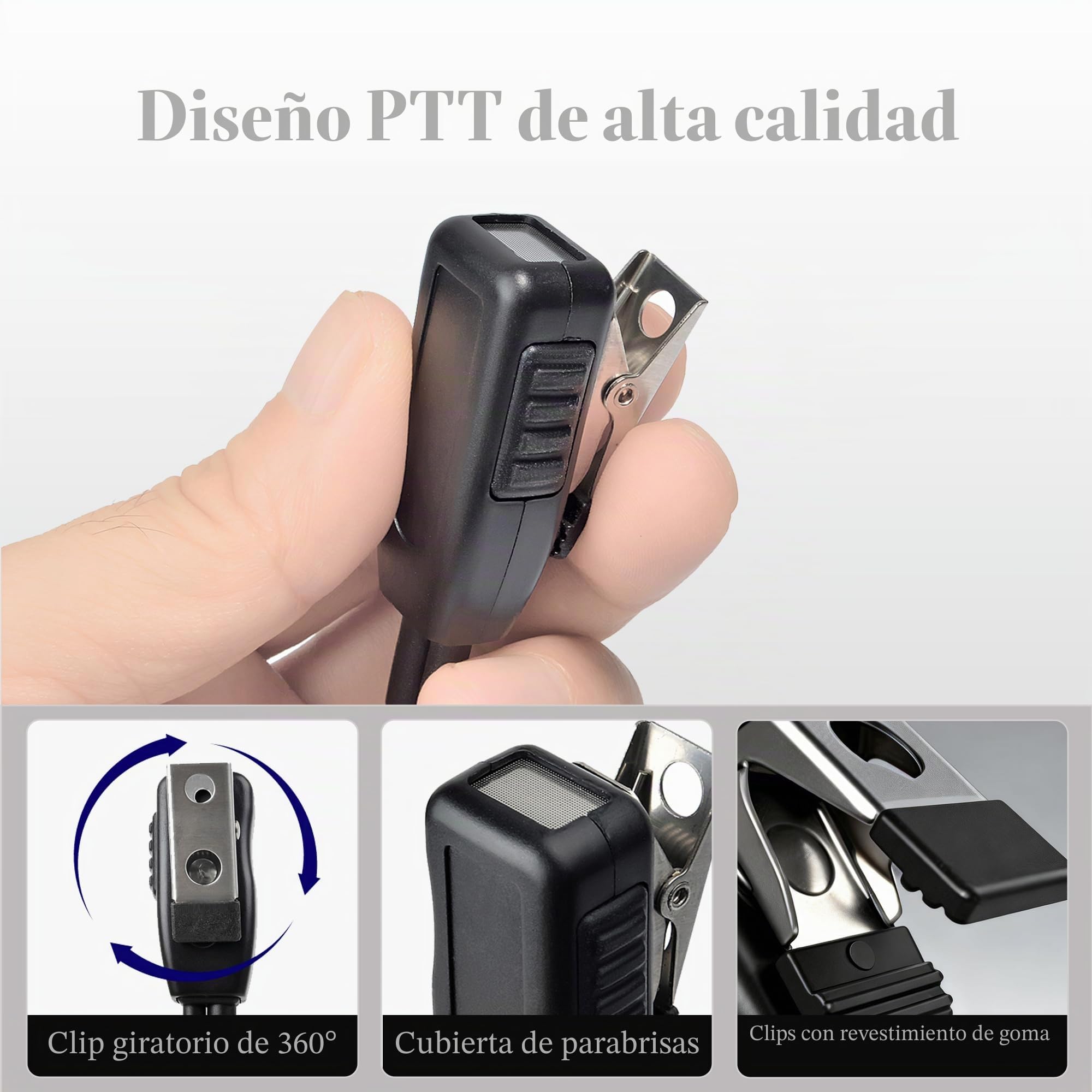 UAYESOK Walkie Talkie Auricular con micrófono PTT, Auriculares de Seguridad con Tubo acústico encubierto (Tipo 2)
