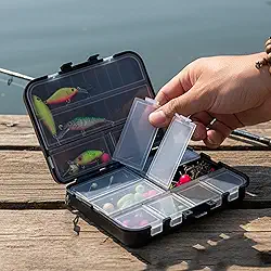 Mini caixas de plástico para pequenos organizadores de caixas de equipamentos, ideais para recipientes de armazenamento de pesca, caixas de caiaque com mosca (12 quadrados, 12 x 10,5 x 3,5 cm)