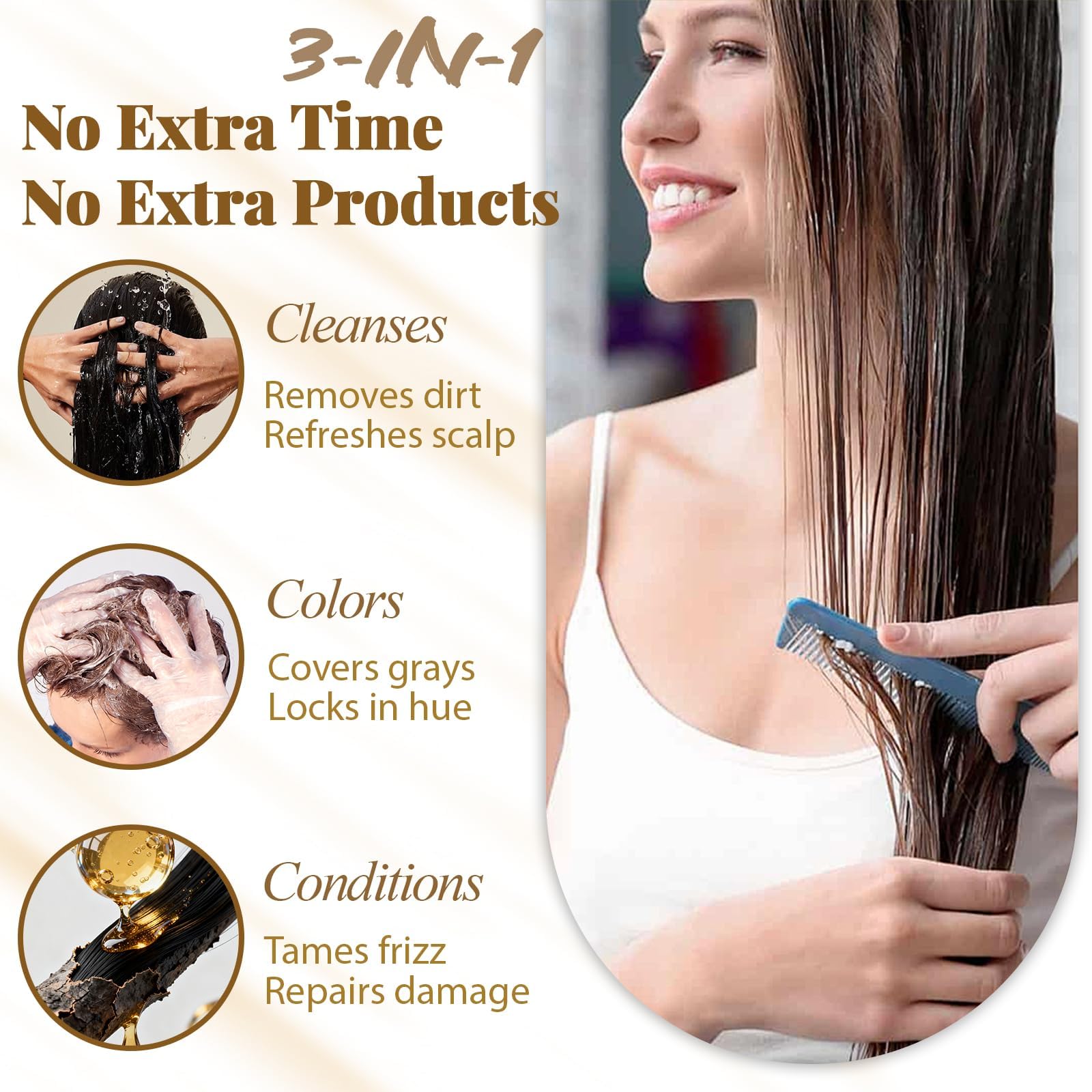 3-in-1 Hair Dye Shampoo for Gray Hair