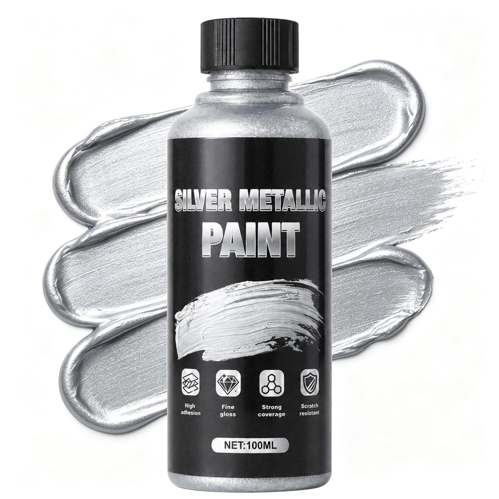 NoxGule Silver Paint, Colorfast, Suitable for Wood, Metal, Glass, 100ml