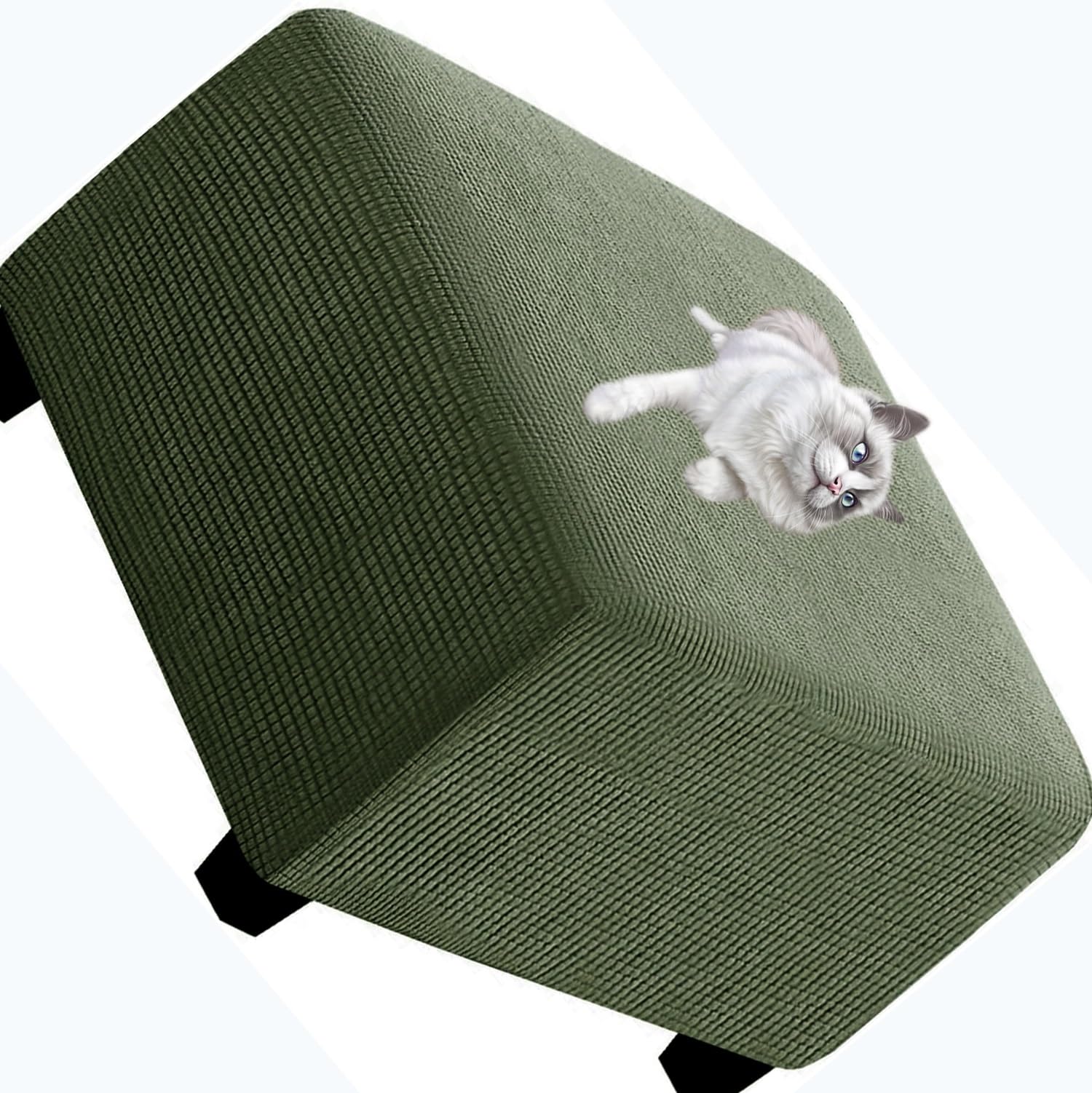 Square Stretch Ottoman Slipcover，40/50/60/70cm Velvet/Jacquard Footstool Protector Covers，Removable Washable Storage Stool Ottoman Covers, Stretch with Elastic Bottom ( Color : #11 , Size : 90x90x45 )