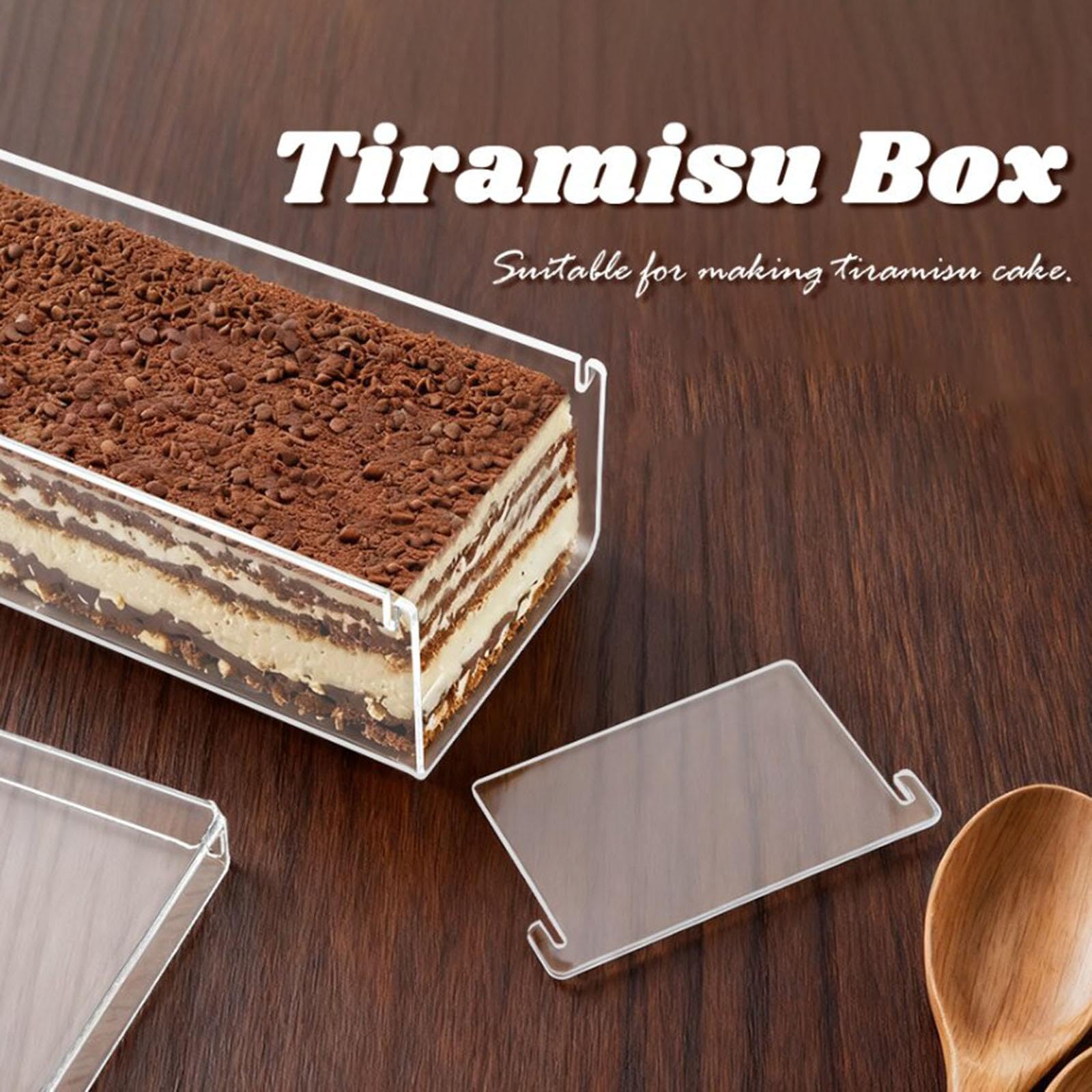 rockible Moule à gâteau Tiramisu, Moule à Tiramisu Rectangulaire En Acrylique Antiadhésif avec Couvercle Transparent, Idéal pour La Cuisine, Les Anniversaires, Les Pâtisseries et Les M