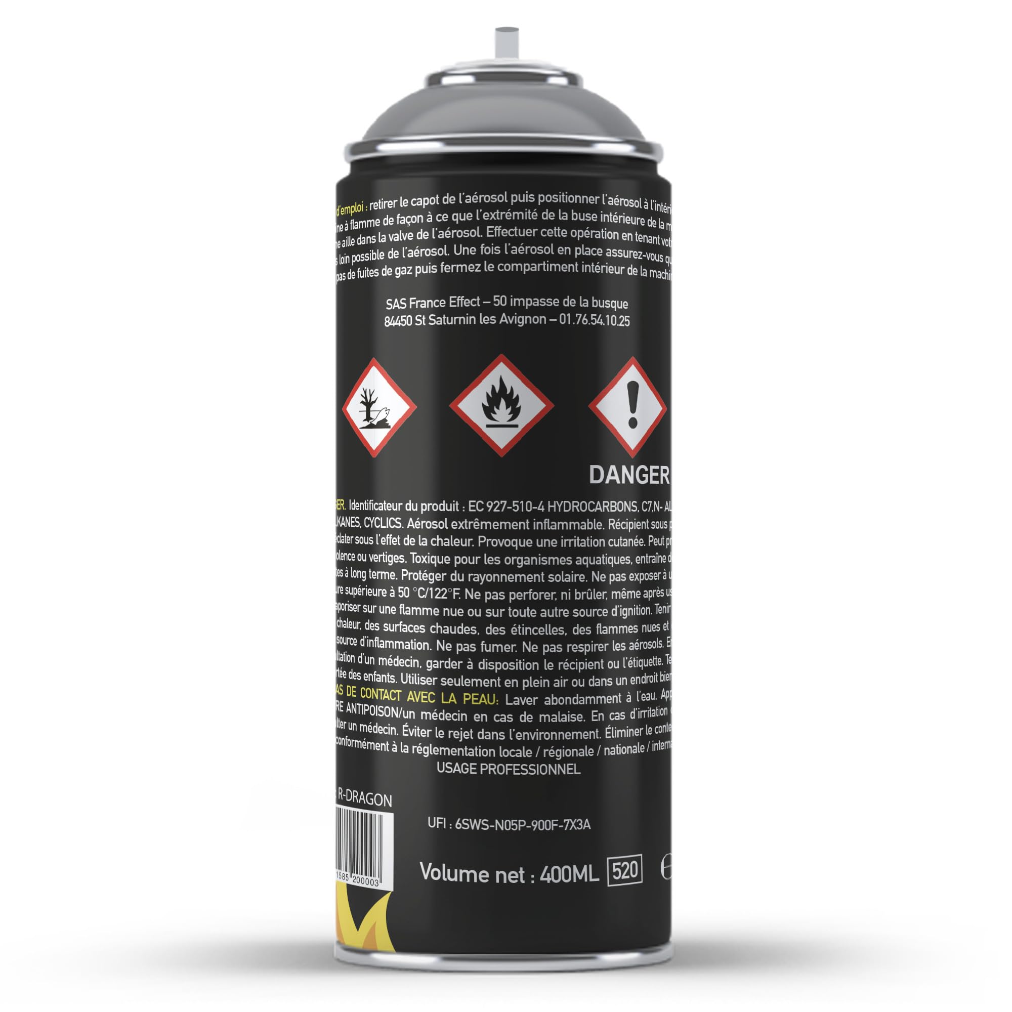 France Effect 4 Recharges Flamme Dragon Effect Dragon Tower III 400ml Recharge projecteur flammes puissantes sans résidu