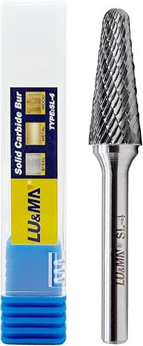 Fresa de carburo: cono de punta bola, SL-4, doble corte, cabeza de 1/2 "x 1 1/8", vástago de 1/4 pulgadas, carburo de tungsteno hecho, para tallado