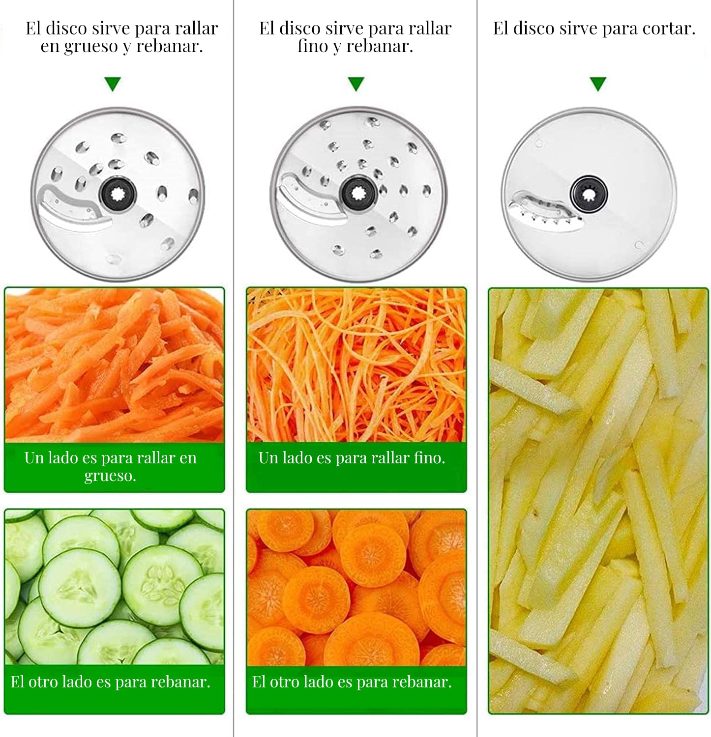 FIMEI Procesador de alimentos multifuncional 1100W, 3 velocidades y función Pulse, 3.2L picadora, 1.5L batidora, molinillo, exprimidor de cítricos, amasadora, rallador y disco reversible para rebanar