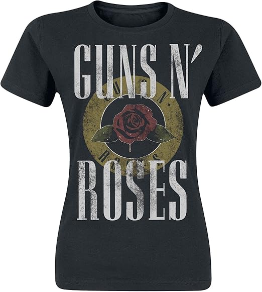 Guns N´ Roses Rose Logo Mujer Camiseta Negro Estrechos