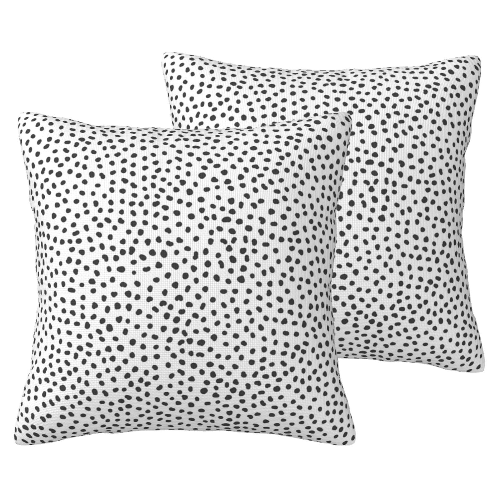 Housse de coussin imitation lin à pois, pack de 2 taies haut de gamme aux finitions soignées