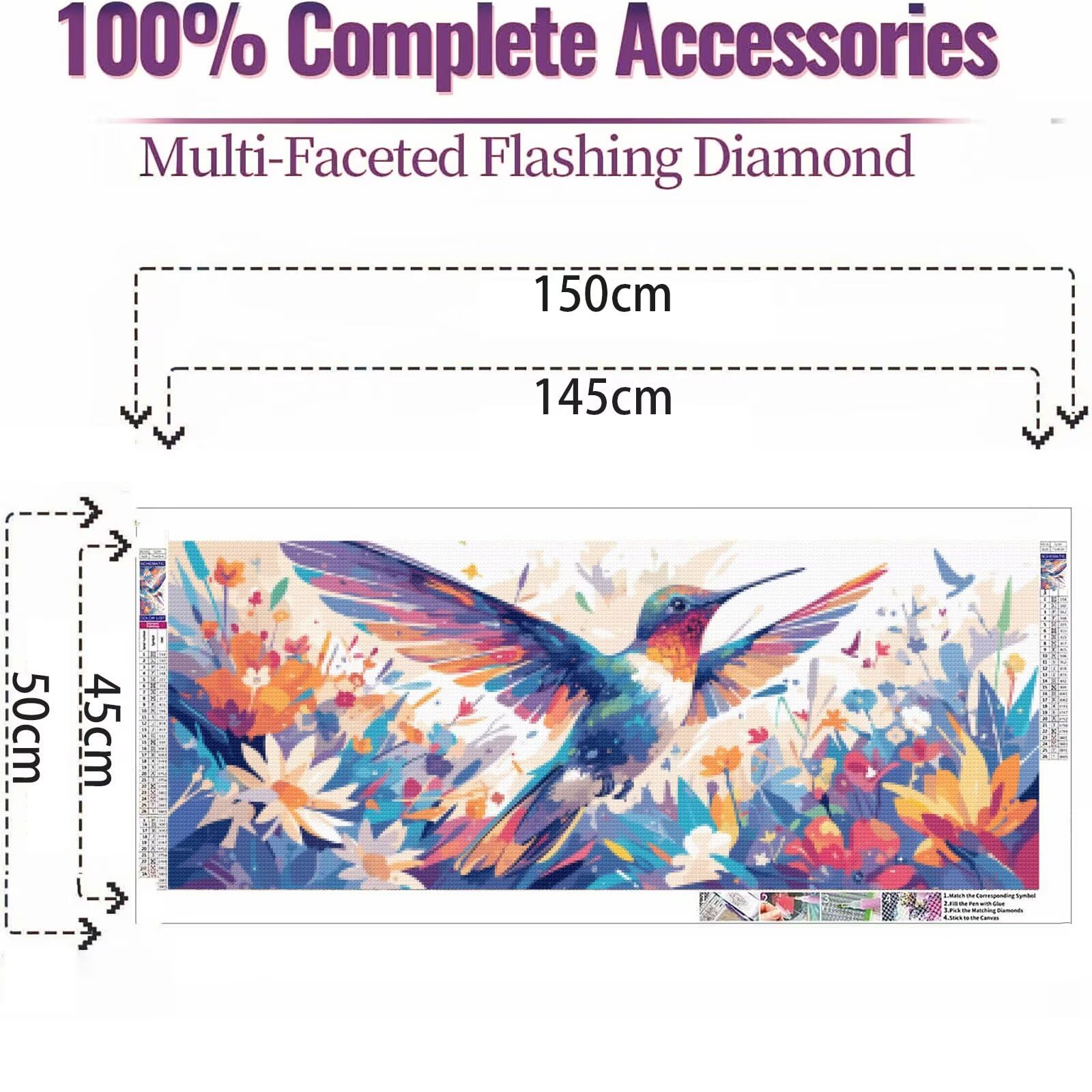Diamond Painting Marguerite Diamond Painting Adulte, Peinture Diamant Oiseau, DIY Crystal Art Point De Croix Embroidery Broderie Diamant for La Décoration Murale Maison (180x60cm/23.6x70.8in) SP-916