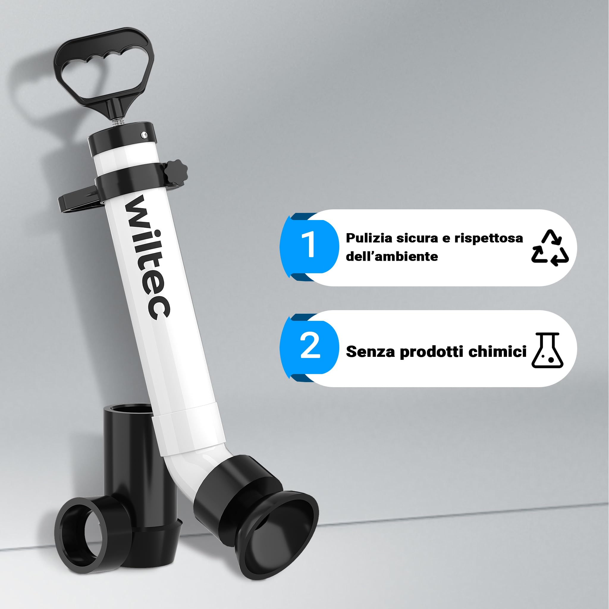 Wiltec Pompa per pulizia tubi ad alta pressione Sturatubi Pulizia rapida tubature Per bagno e WC