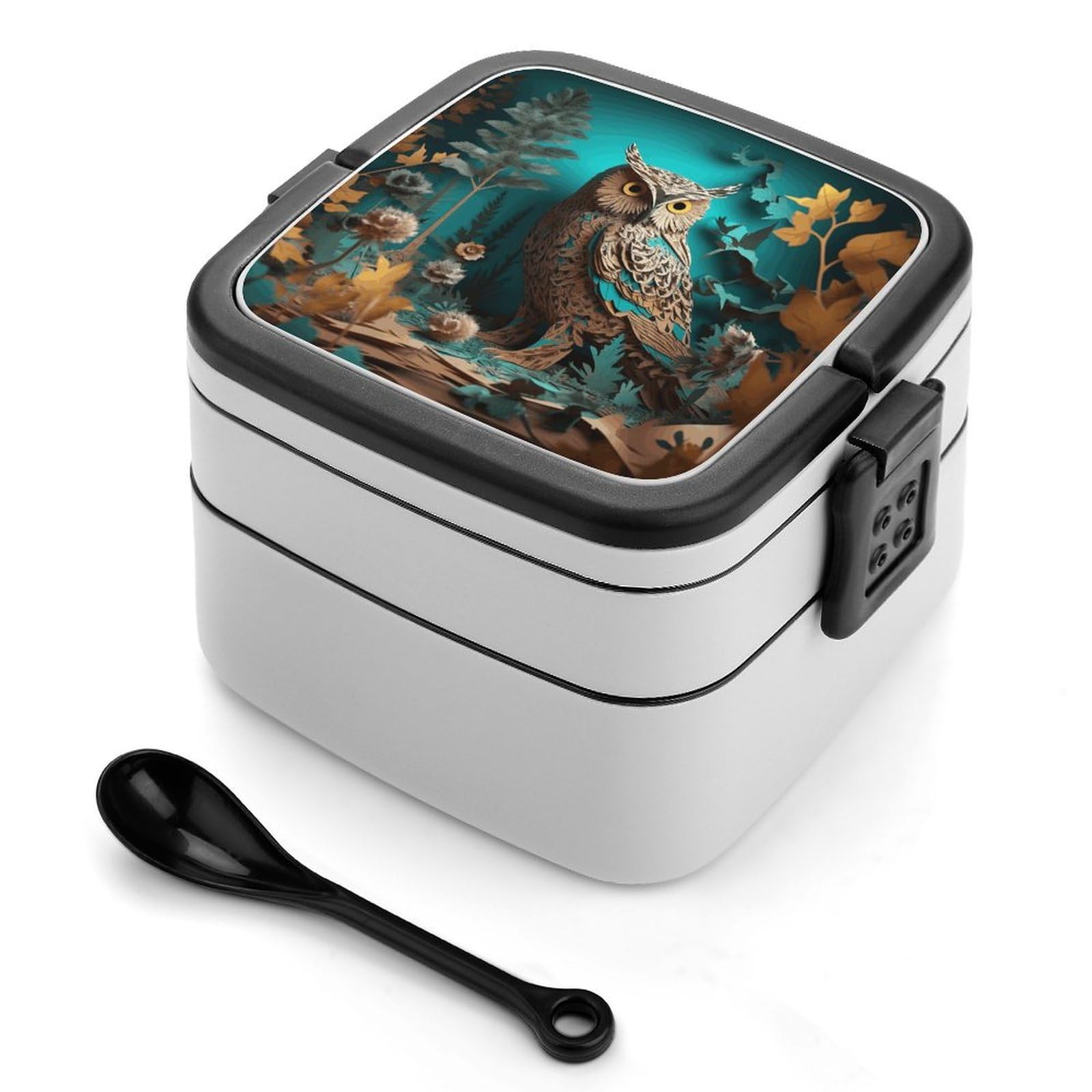 VstaDank Owl Bento Box Portable Adult Lunch Box with 2 Layer&Spoon Reusable Insulated Lunchbox Large Food Containers Leak Proof Lunch Containers for Work Camping Meal Prep