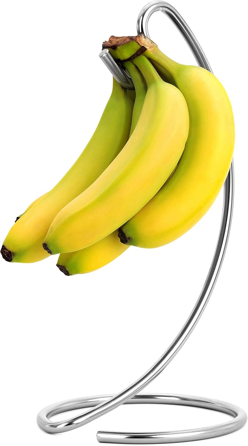 Banana Holder Modern Banana Hanger Tree Stand Hook for Kitchen Countertop, (Satin)