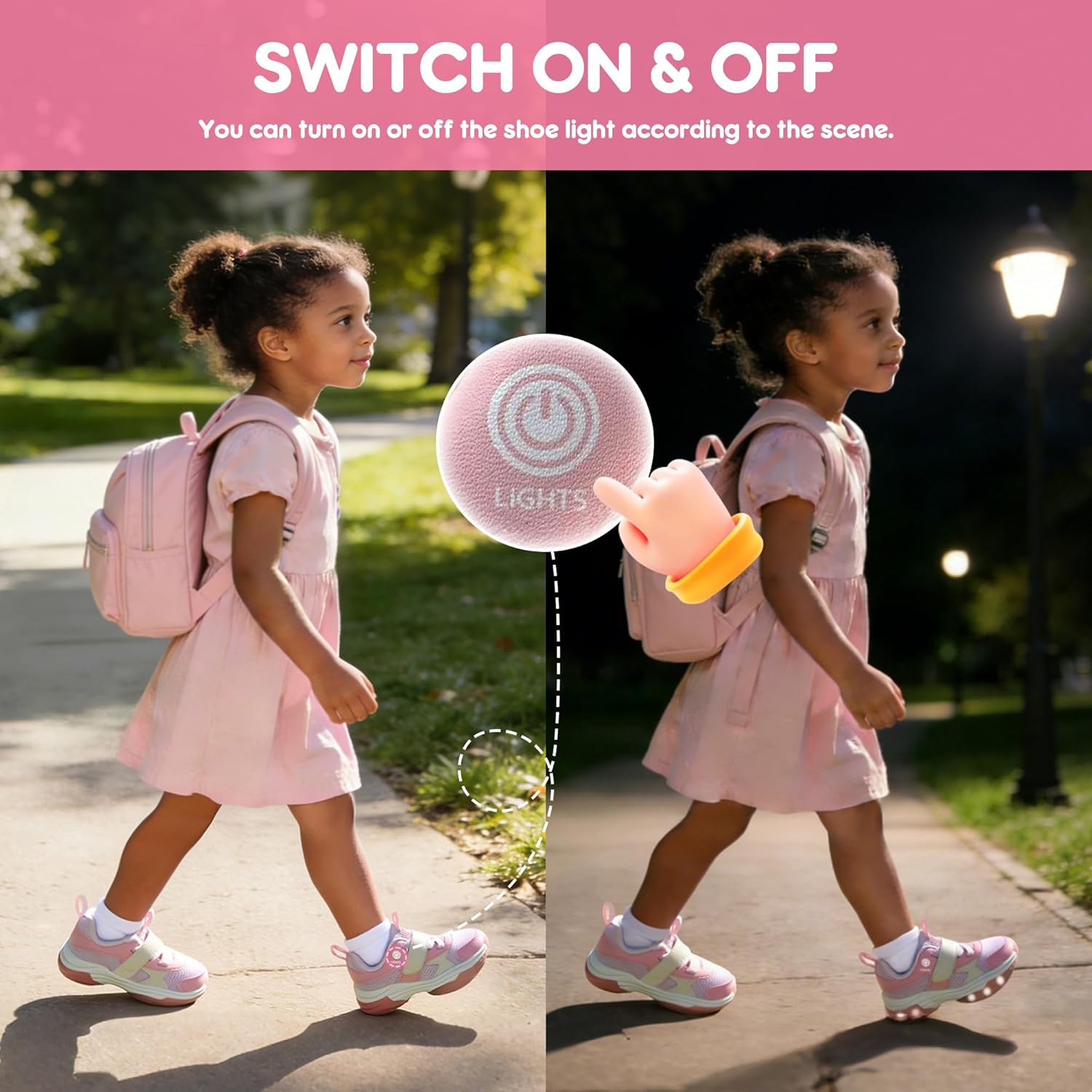 YESKIS Toddler Light Up Sneakers Boys Girls Tennis Shoes On-Off LED Flashing Lightweight Mesh Breathable Running Shoe for Toddler and Little Kids - Image 3