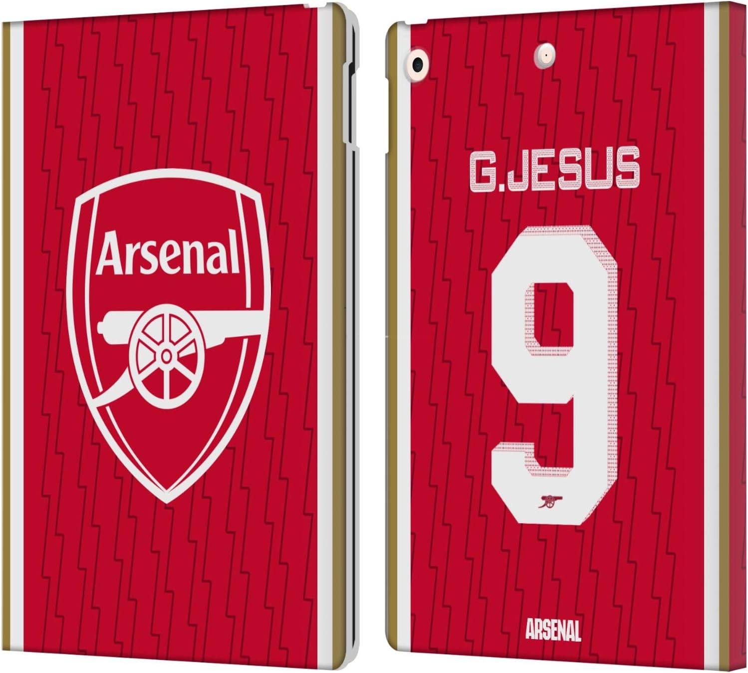 Head Case Designs Officially Licensed Arsenal FC Gabriel Jesus 2023/24 Players Home Kit Leather Wallet Case Compatible with Apple iPad 10.2 2019/2020/2021