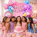 Pop The Party Pink Crown Bow Foil Balloon For Girls Birthday Party Decoration Kit - 61 Pcs Bowtie Balloon Party Decorations Combo | Princess Queen Birthday Items gallery image
