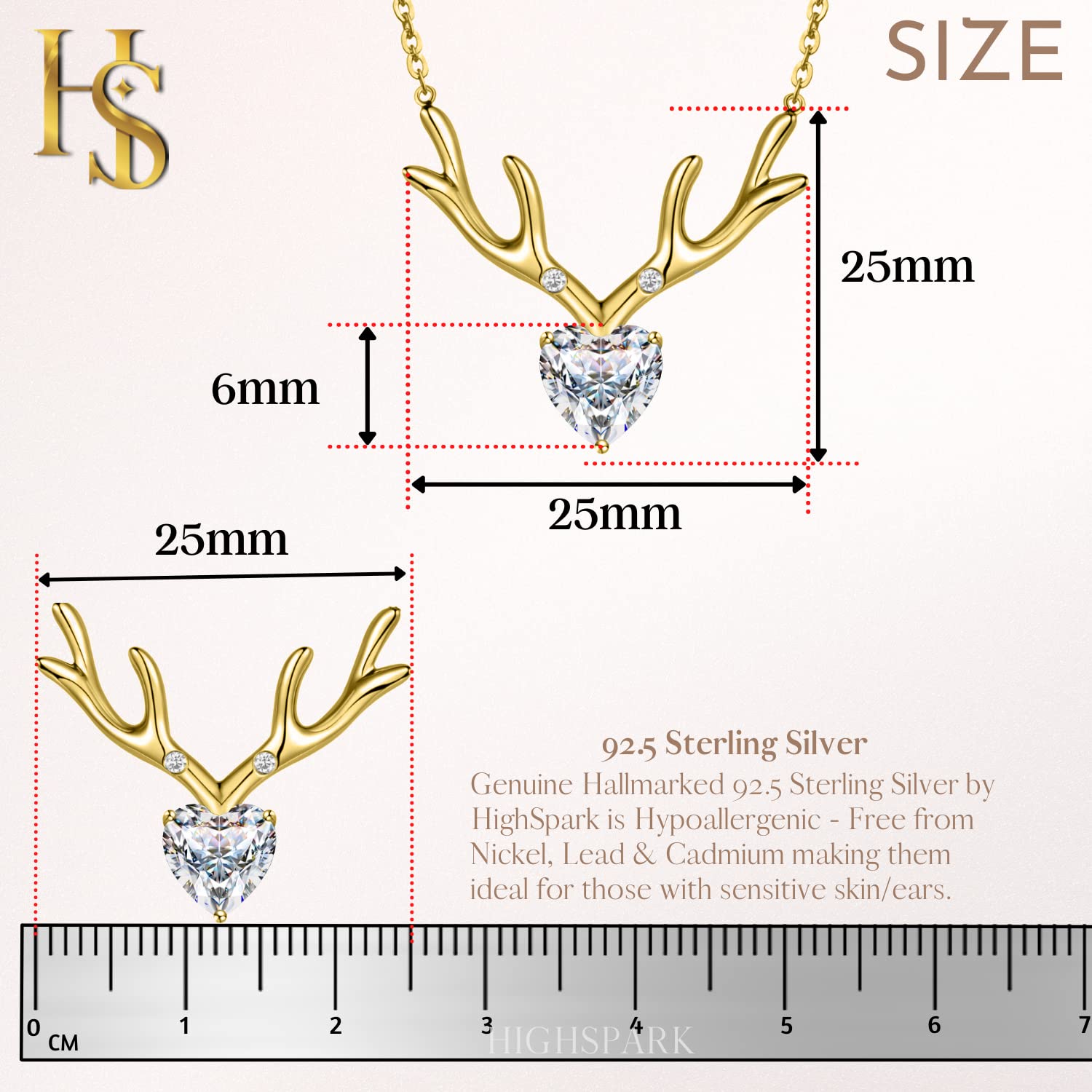 Deer Heart Pendant Chain Necklace in 925 Silver