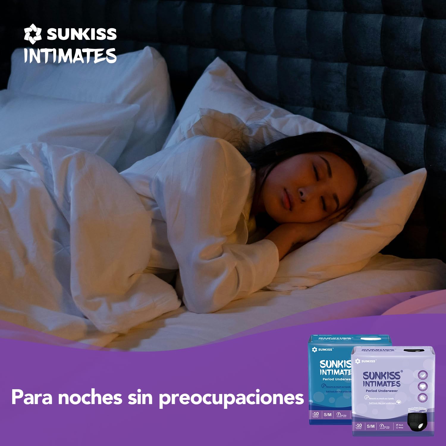 Bragas Menstruales Desechables para Mujer con Flujo Abundante, Braguitas Postparto Mujer a Prueba de Fugas, Negro, Talla L, 10 Unidades