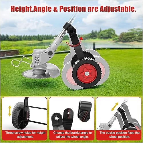 Miniatura 4 de QYTEC Cordless Lawn Mower Universal String Trimmer Grass Eater Weed Cutter Adjustable Support Wheels Set for Cordless Grass Trimmer