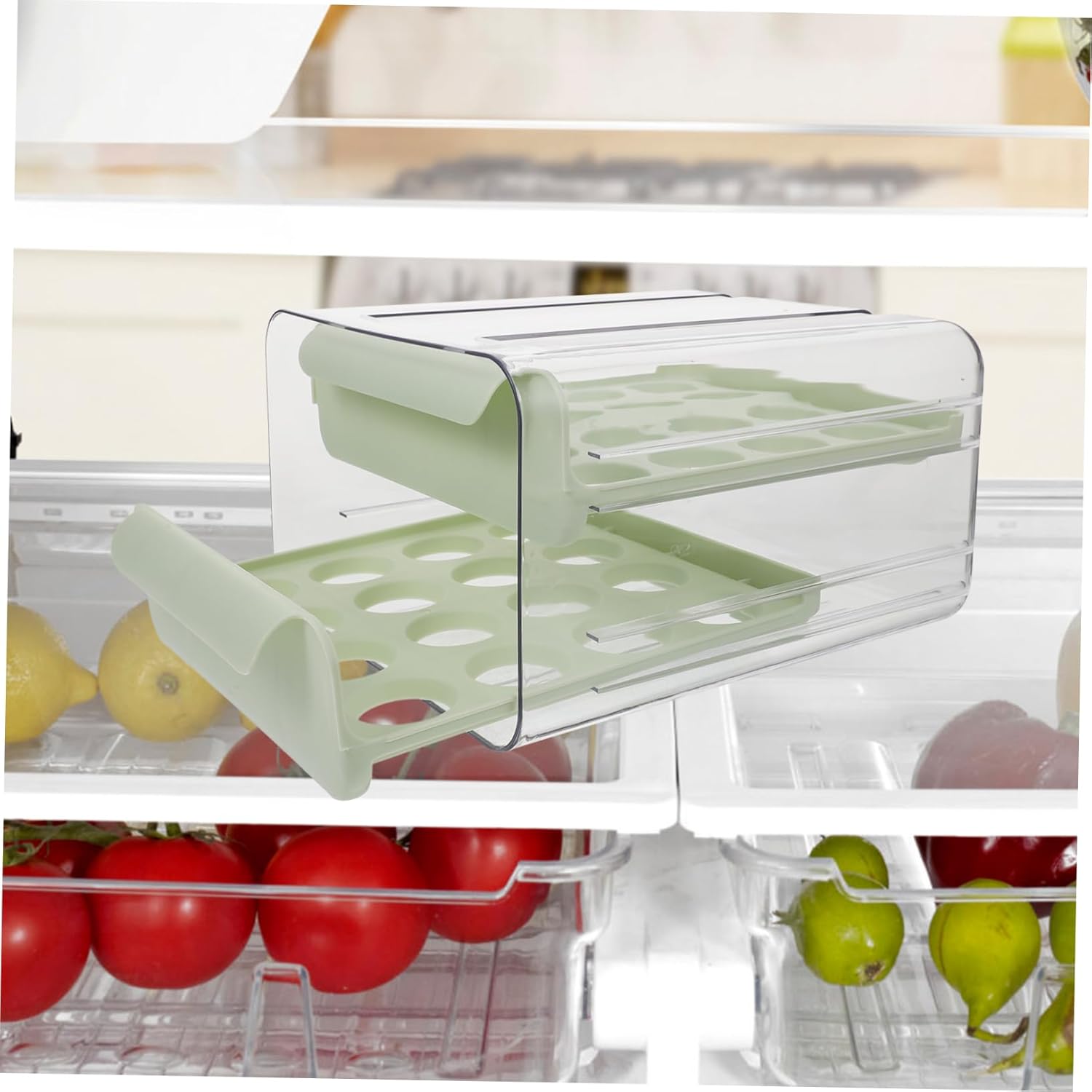 NUOBESTY Multi Grid Egg Storage Container for Refrigerator Durable Design Space Saving Organizer for Household Use Holds Multiple Layers of Eggs Reusable Box Light
