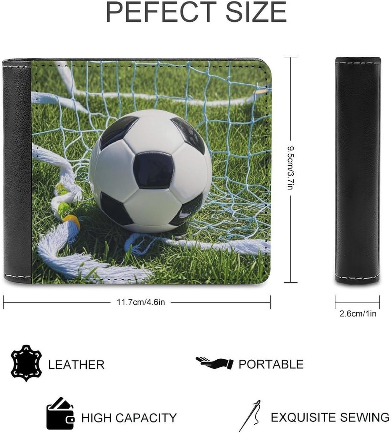 Cool Soccer Ball Wallet Slim PU Bifold Design Wallet with Multiple Card Slots Wallets Extra Capacity Pocket Wallets