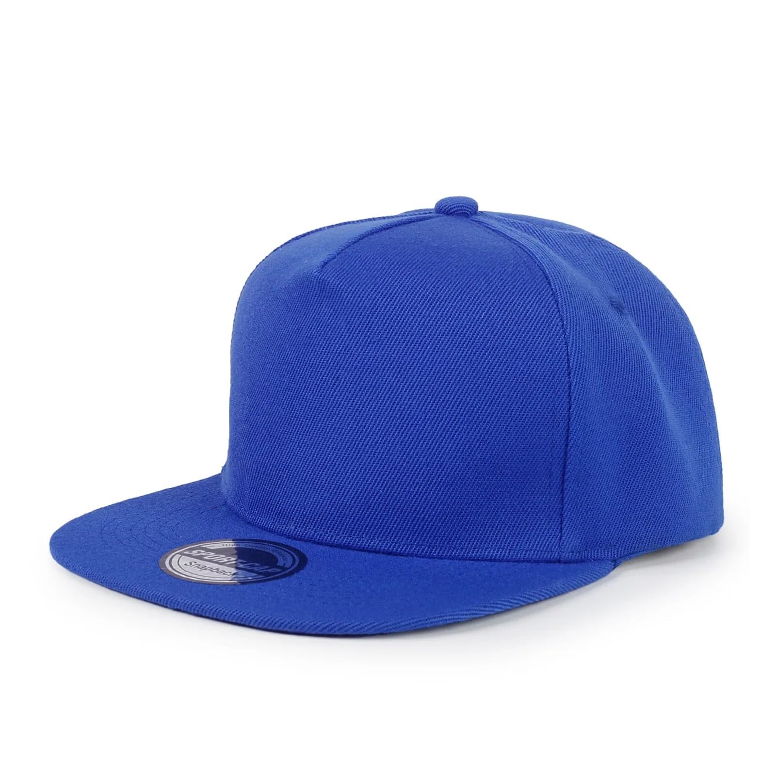 Gorra de malla unisex personalizada de cinco paneles estilo snapback azul ajustable 7