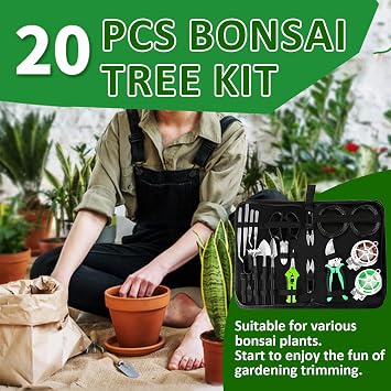 20PCS Bonsai Tools Set for Beginners, Professional Bonsai Tree Kit with Pruning Scissors, Trimming Shears, and Gardening Tools - Perfect for Bonsai Care and Starter Kit