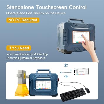 MCWlaser Handheld Fiber Laser Marking Machine 30W Portable Laser Engraver Class 4 with Lens (3 Sizes Optional) for Metal, Steel, Copper, Leather (No Battery)
