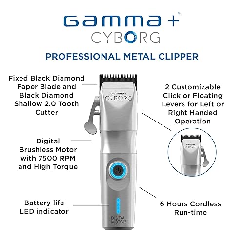 Miniatura 4 de GAMMA+ Cyborg - Cortapelos de metal profesional con motor digital sin escobillas
