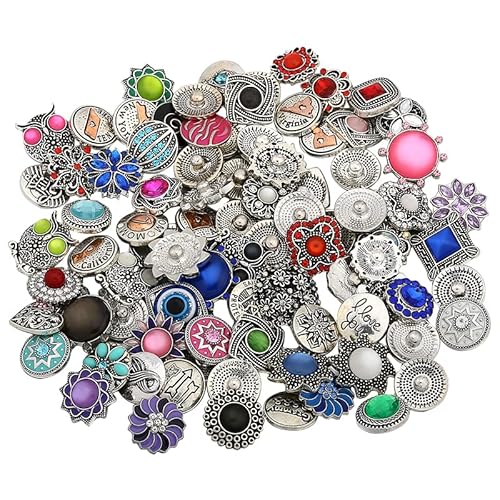 10Pcs Mixed Style Rhinestones Snaps Jewelry Charms Ginger Buttons 18/20Mm For Interchangeable Snaps Jewelry Making Women Teens Girls Diy Bracelets Necklaces Rings Brooch Accessories(Multi-Color) #TOP4