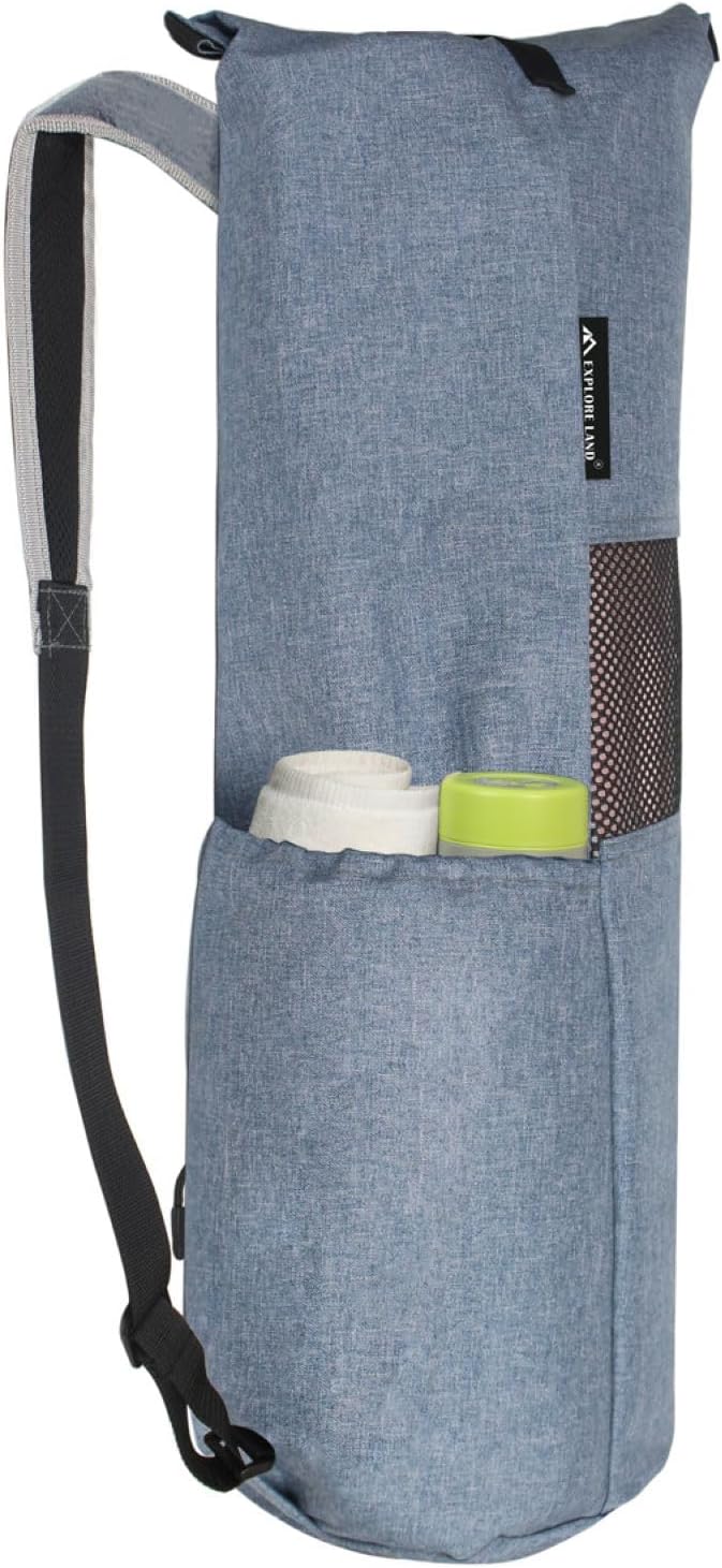 Explore Land Oxford Yoga Mat Storage Bag with Breathable Mesh Window and Large Pocket (Blue)