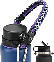 Vista 11 de Asa de cuerda de paracaídas para botellas Hydroflask 2.0 de boca ancha y estándar, con nuevo soporte de anillo de seguridad, 12oz - 64oz