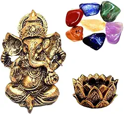 Combo Estátua de Ganesha + Castiçal + Pedras dos Chakras