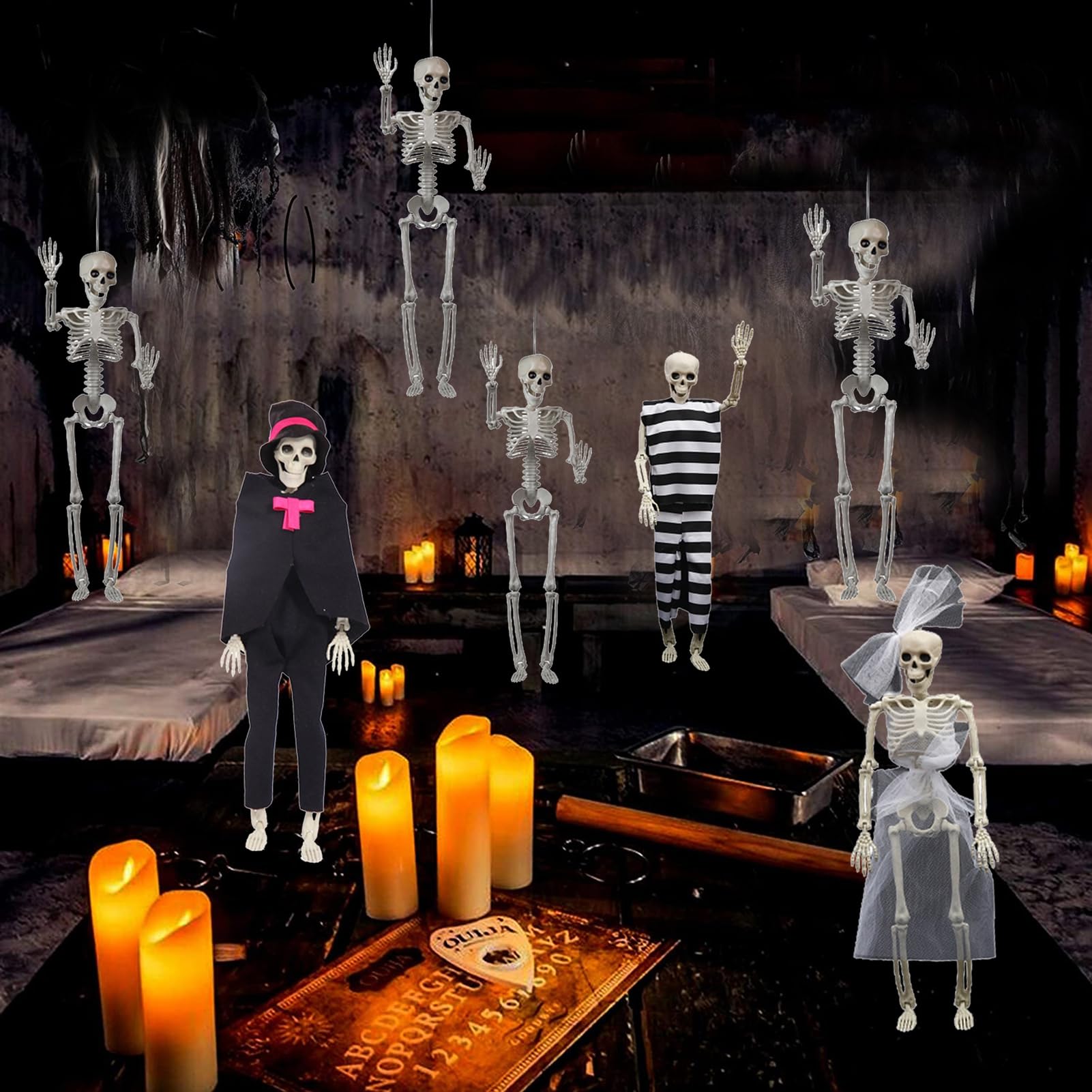 Iespell 2 Pacchi Di Scheletri Spaventosi Appesi Di Halloween 41 Pollici Fantasmi G 348205