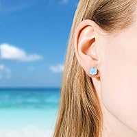 Vista 10 de Sea Glass Earrings S925 Sterling Silver Hypoallergenic Handmade Stud Post Earrings Beach Glass Fashion Handcraft Jewelry earrings stud earrings from